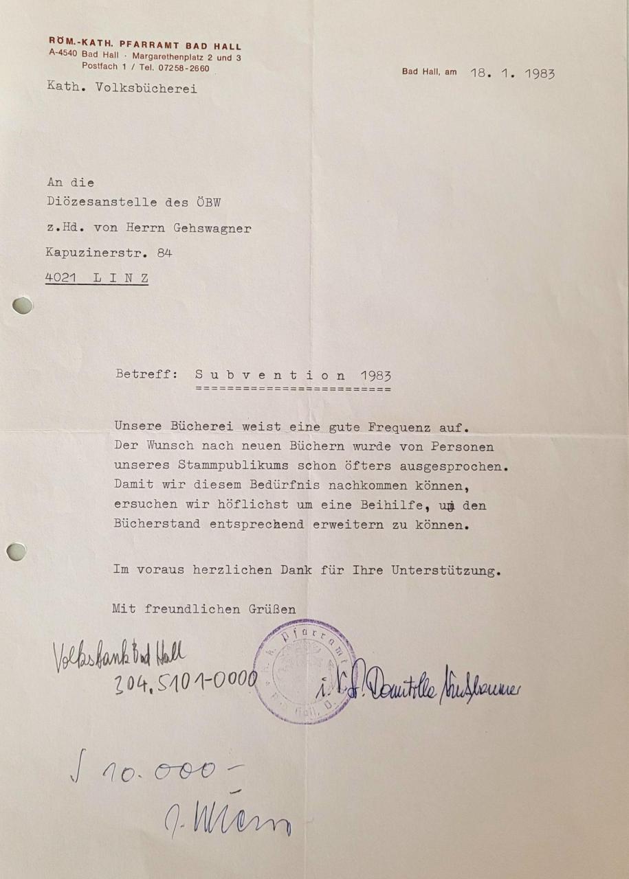Suventionsansuchen 1983