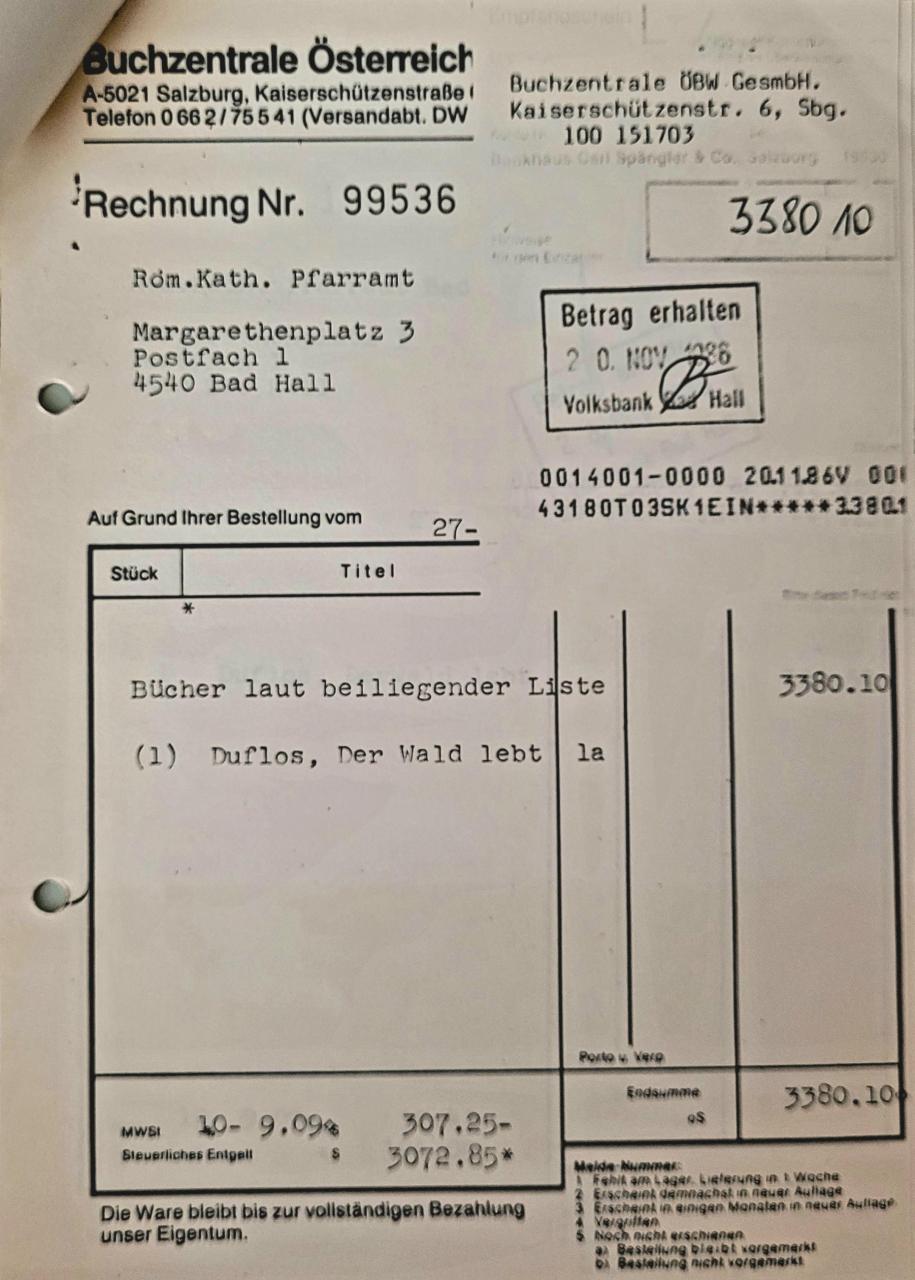 Rechnungsnachweis Rg1 1986