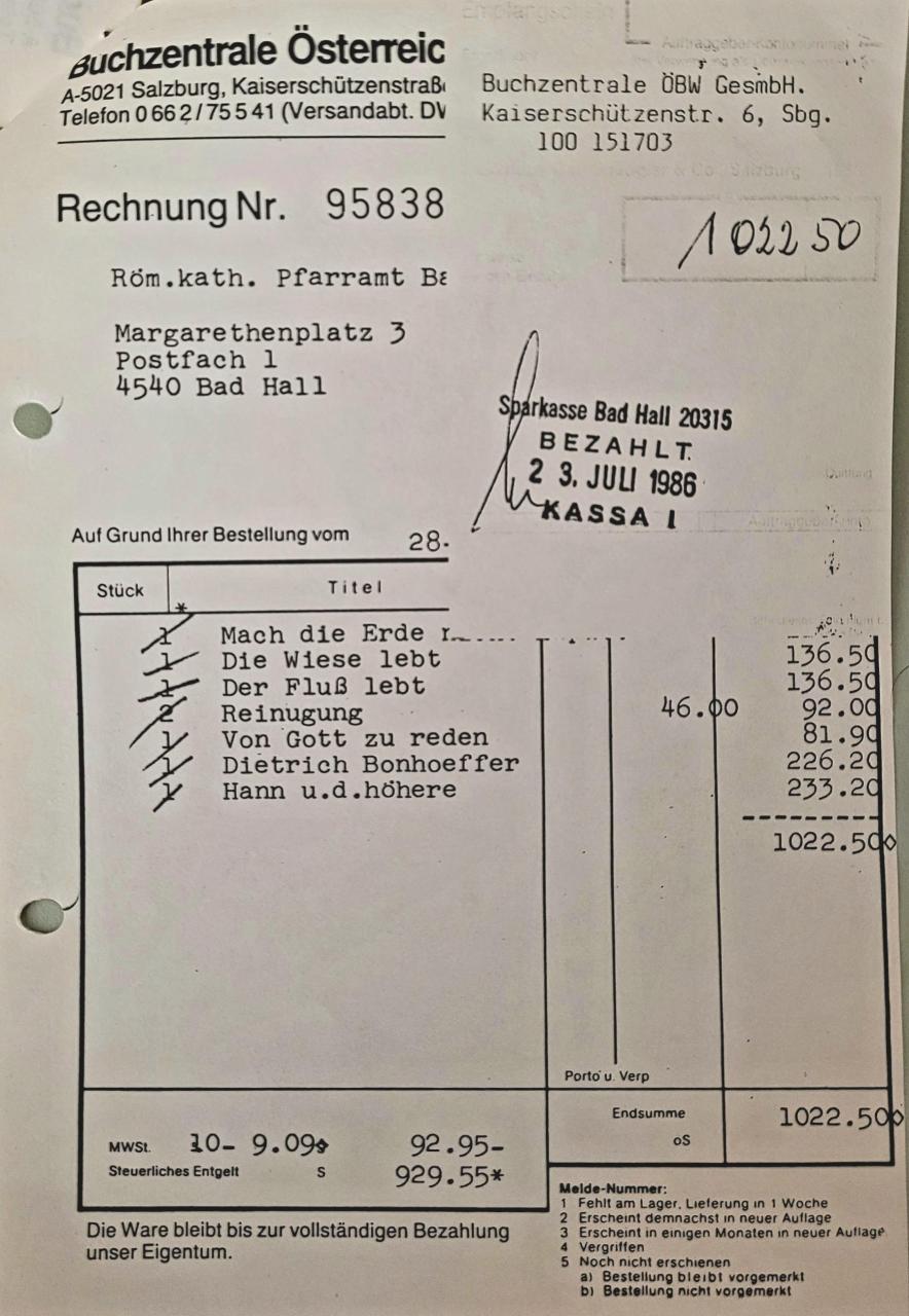 Rechnungsnachweis Rg4 1986