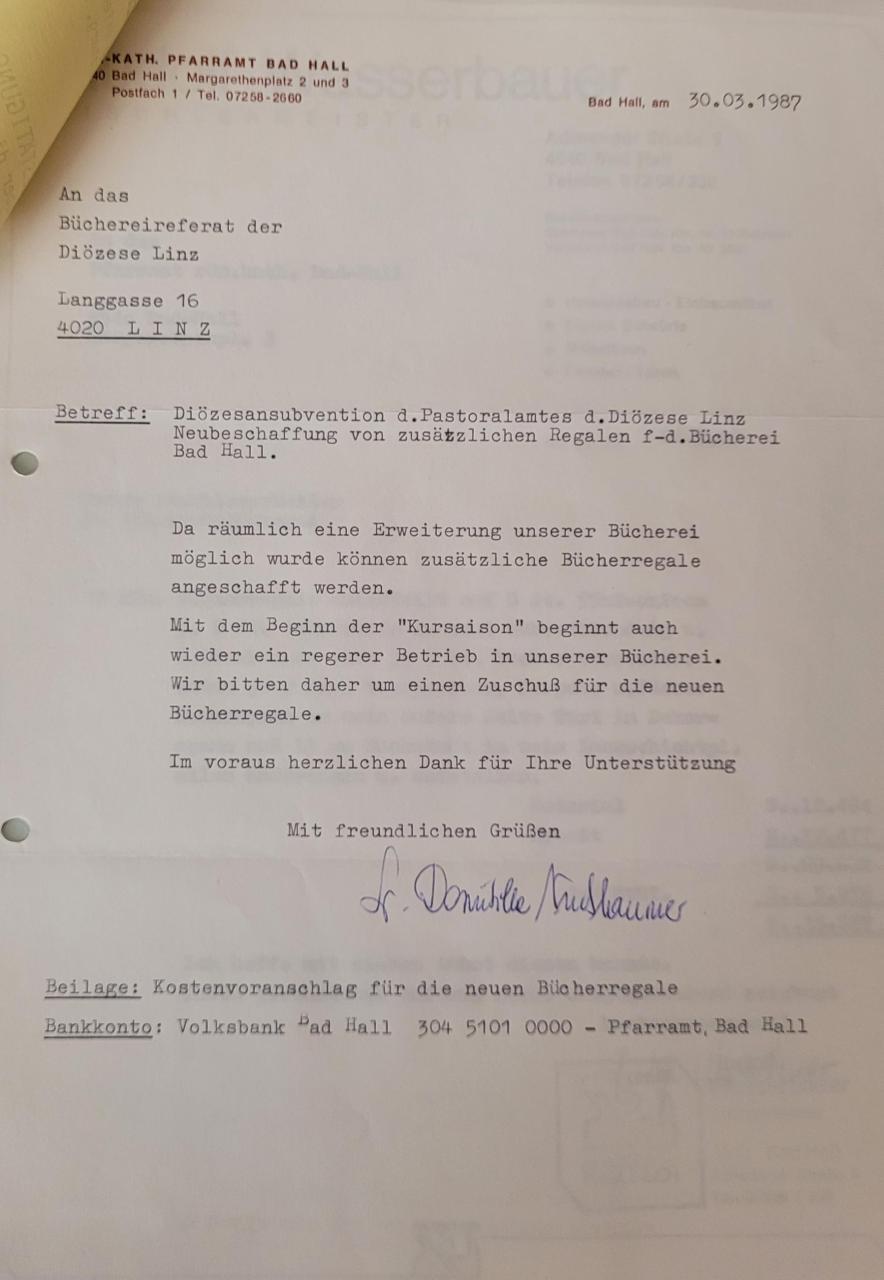 Subventionsansuchen 1987