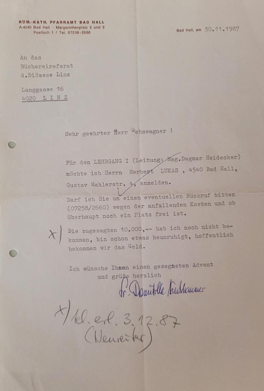 Korrespondenz Fachstelle 1987