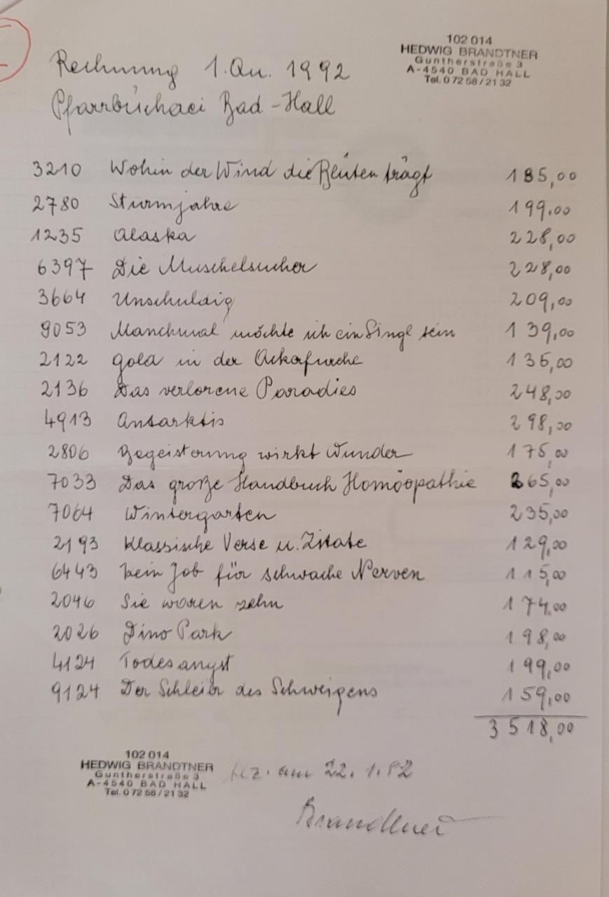 Rechnungsnachweis Rg7 f. Subvention 1991